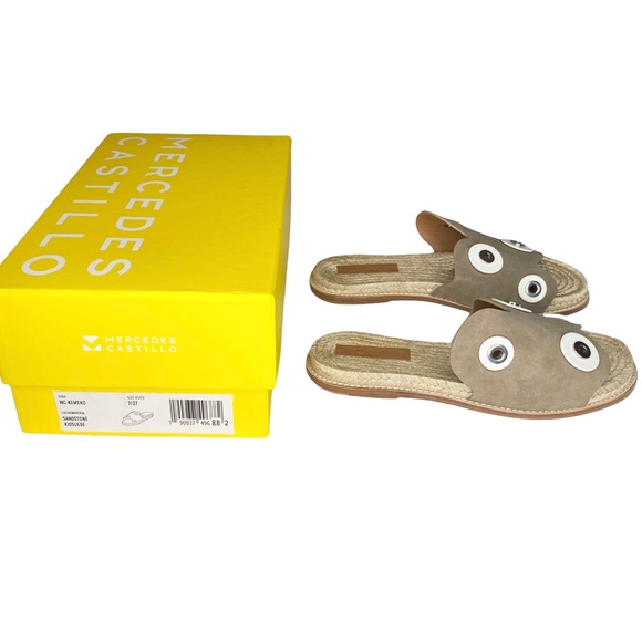new Mercedes Castillo ✪ Oversized Metal Hardware Sandals Sandal ✪ Natural Suede - Picture 11 of 16